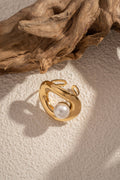 Bague Perle Blanche Sculptée